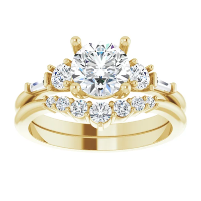 1.33TDW Certified Natural Diamond Engagement Ring with Diamond Accents in 14K Yellow Gold