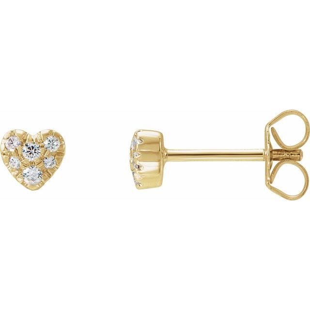 Heart Shaped Stud Earrings with Natural Diamonds