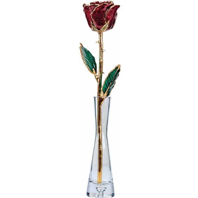24K Gold-Plated Rose + Bonus Glass Vase