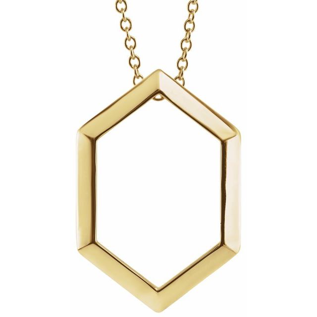 Hexagonal Fashion Necklace with adjustable length 40-45cm. Crafted from 14K yellow gold and available from Jewels of St Leon Australia online jewellery store.