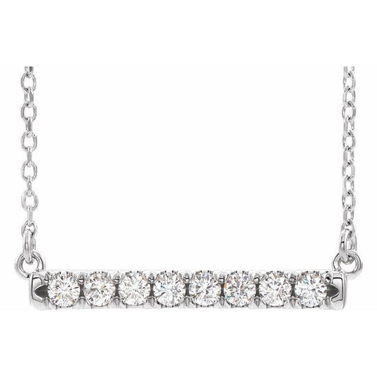 14kt White Gold 45cm 0.50CTW Lab-Grown Diamonds French-Set Bar Necklace