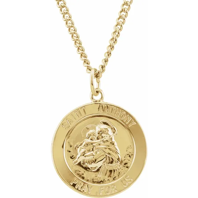 22mm St. Anthony 24K Gold-Plated Stainless Steel Necklace