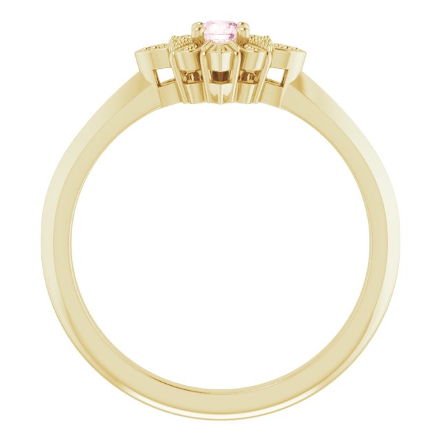 10K Gold Morganite Pink CZ Passion Ring