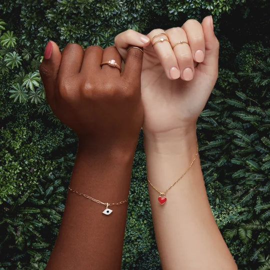 14kt Yellow Gold Red Enamelled Heart Charm/Pendant