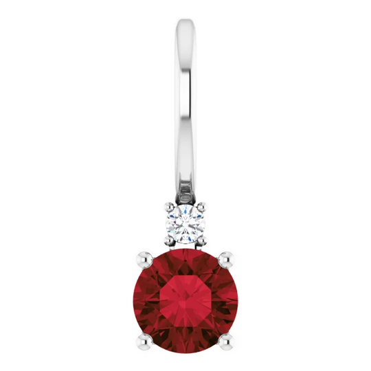 Birthstone Pendant with Diamond Accent in 14kt White Gold