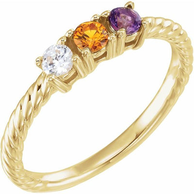 10K Gold Customised Engravable 3-Stone Family Ring