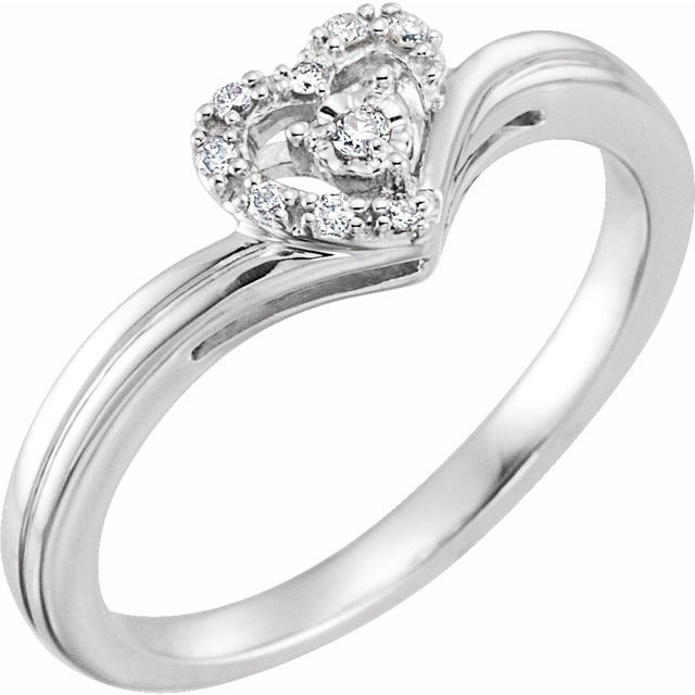 10K White Gold 0.06ct Natural Diamond Heart Promise Ring