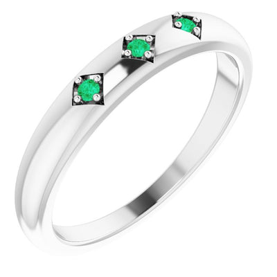 Emerald & White Gold Stackable