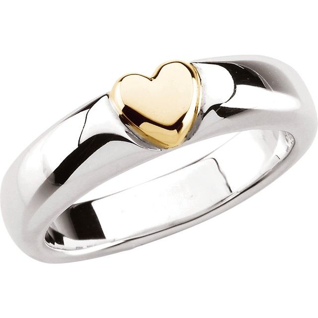 Sterling Silver/14K Yellow Gold Heart Ring