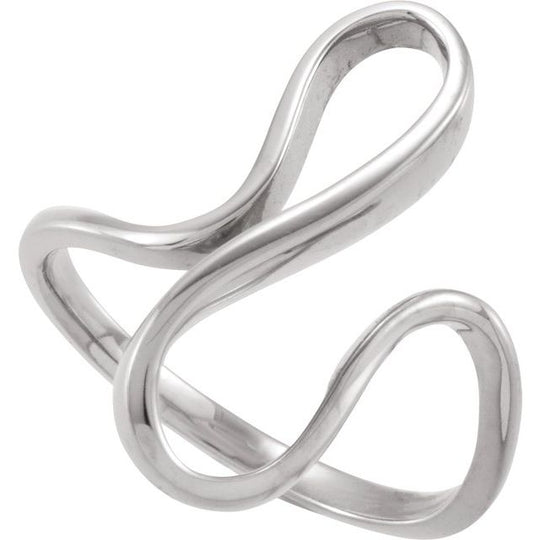 Free-form Metal Fashion Dress Ring in 14K White Gold