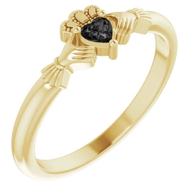 Black Onyx 14K Gold Claddagh Ring