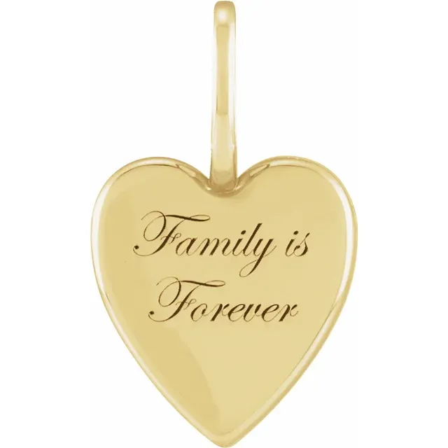 14K Gold "Family is Forever" Engraved Heart Pendant