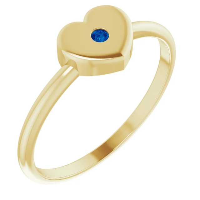 10K Gold Birthstone Youth Heart Ring