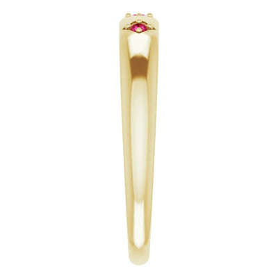 Genuine Ruby Accented Stackable Ring in 14K Yellow Gold