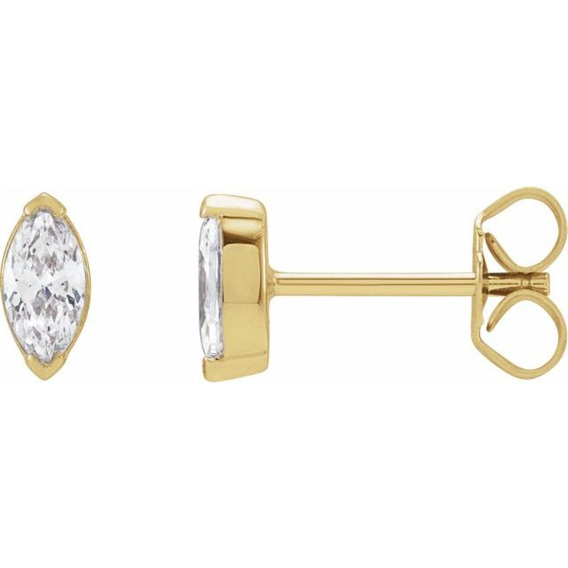 0.33CTW Marquise Lab-Grown Diamond Stud Earrings in 14K Gold! These earrings are meticulously crafted and adorned with 5x3mm marquise-shaped lab-grown diamonds that glimmer and catch the eye with every movement. These earrings are a timeless and elegant addition to any outfit, making them the perfect choice for everyday or evening wear. Available from Jewels of St Leon Online Jewellery Australia