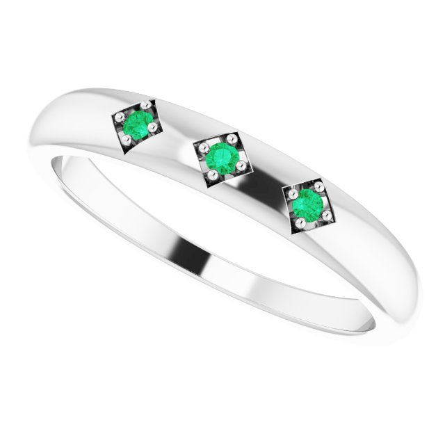 Emerald & White Gold Stackable
