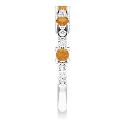 Citrine & Diamond Sterling Silver Ring