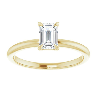 Gold Classic Solitaire Emerald-Cut Diamond Engagement Ring from Jewels of St Leon Jewellery Australia