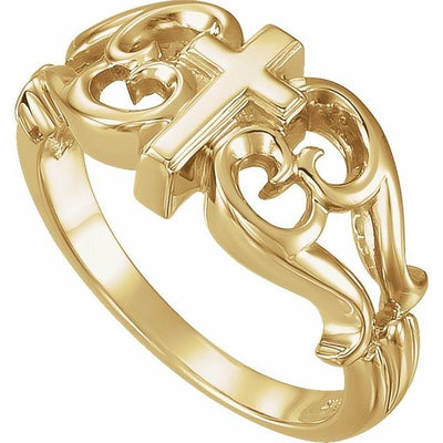 10K Gold Sculptural Designed Cross Ring