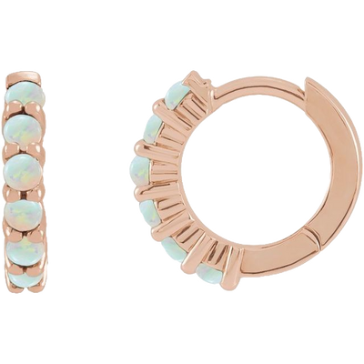 Opal 14K Rose Gold Huggie Earrings