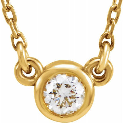 Shine Brighter Than The Sun with Our 0.10ct Diamond Solitaire Necklace in 14K Yellow Gold!