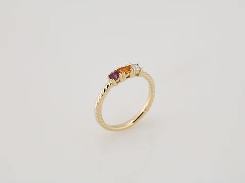 10K Gold Customised Engravable 3-Stone Family Ring