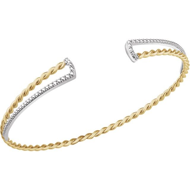 14K Gold Two Tone Twisted Rope Cuff