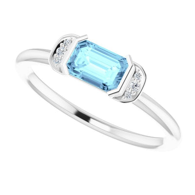 Aquamarine and Diamond Dress Ring in 14K White Gold