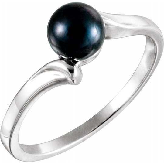 Akoya Black Cultured Pearl Dress Ring in 14K White Gold