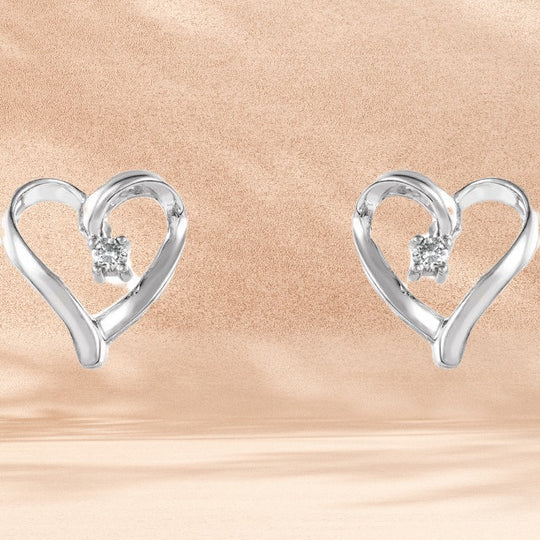 Diamond Heart Shaped White Gold Earrings