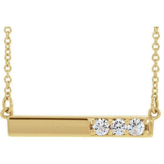 14kt Yellow Gold 40-45cm 0.20CTW Diamond Bar Necklace.