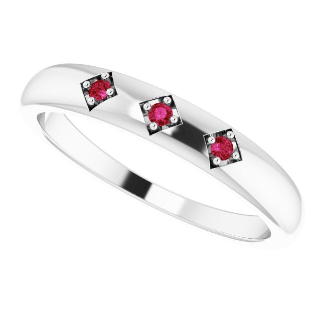 Ruby and Silver Stackable Ring