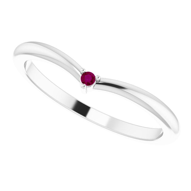 Solitaire Garnet 14K White Gold Stackable