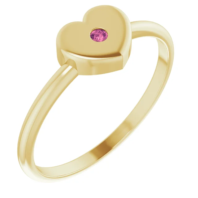 10K Gold Birthstone Youth Heart Ring