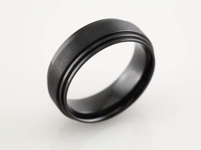 Double Ridge Black Titanium Ring