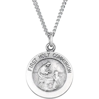 Sterling Silver 18mm First Communion Medal 45cm (18in) Necklace