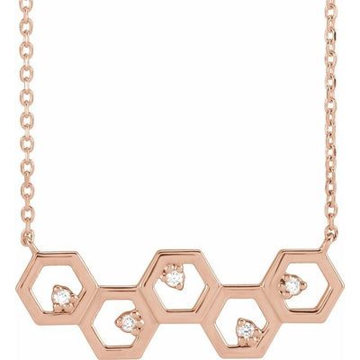 Diamond Honeycomb Necklace in 14K Rose Gold from Jewels of St Leon Online Gold Jewellery Australia