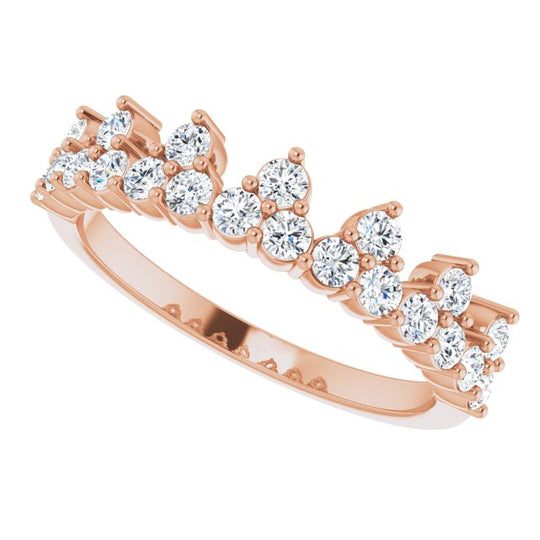 14kt Rose Gold 0.69CTW Lab-Grown Diamond Crown Stackable Ring.