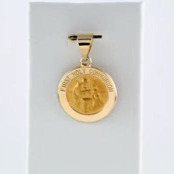 14K Gold Hollow 15mm First Communion Medal