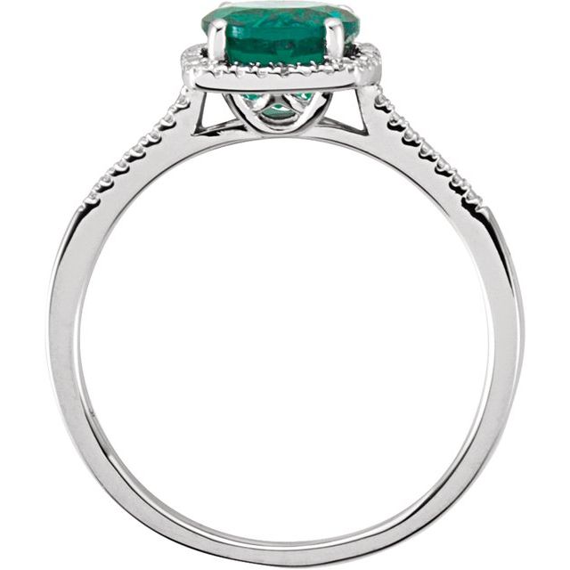 Sparkle like no other with our lab-created emerald and diamond birthstone ring in sterling silver!