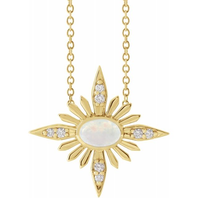 Unlock the Magic of the Universe with Our Opal and Diamond Celestial Star Gold Necklace