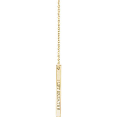 Add a Touch Individuality with Our 25x2.6mm Engravable Verticle Bar Necklace in 14K Yellow Gold