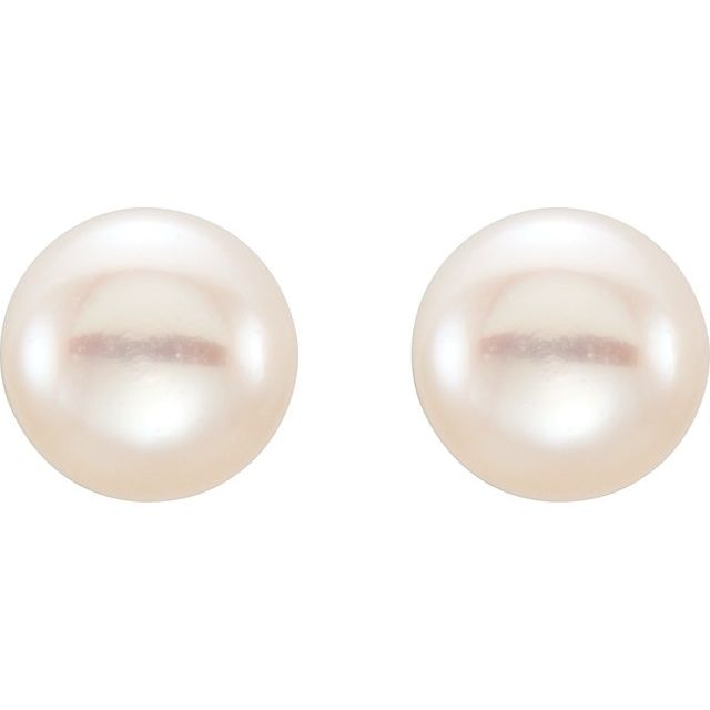 Cultured Freshwater White Pearl Earring in 14K yellow gold setting, the ideal choice for those born in June, or the bride and bridal party. Available in 4 Sizes from Jewels of St Leon Australia.