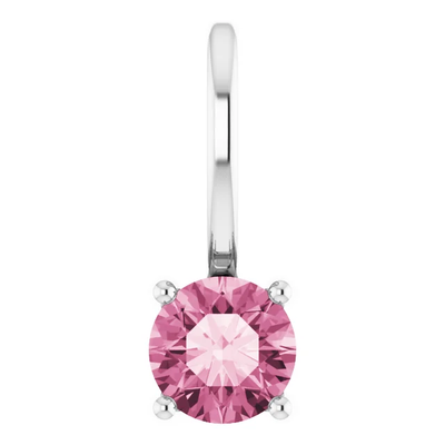 Sterling Silver Pink Tourmaline Solitaire Charm-Pendant H7768-155.webp