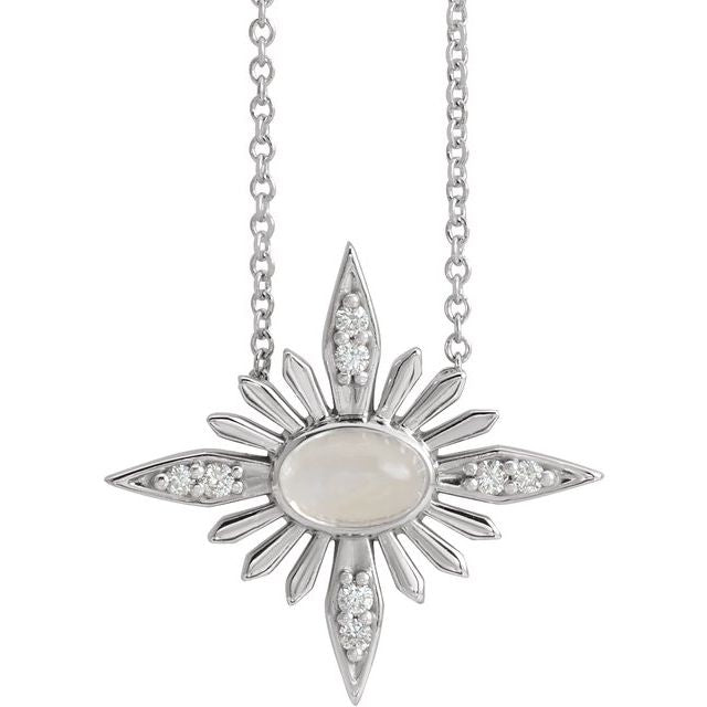 Embrace the Celestial with Rainbow Moonstone and Diamond Star Necklace