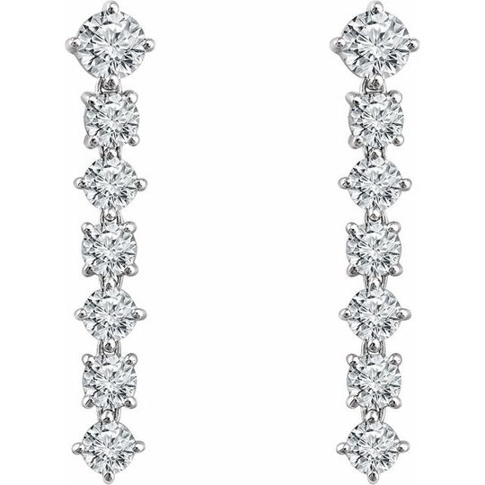 42x9mm Seven-Stone Cubic Zirconia Sterling Silver Dangle Earrings
