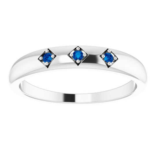 Blue Sapphire Stackable Sterling Silver Ring