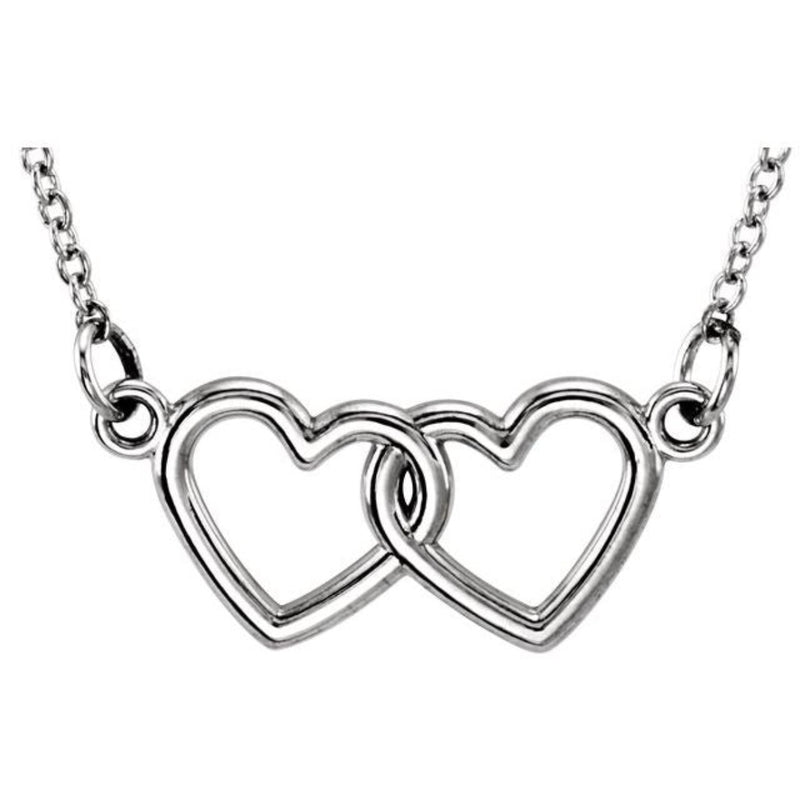 This Double Heart Necklace in Sterling Silver from Posh Mommy&