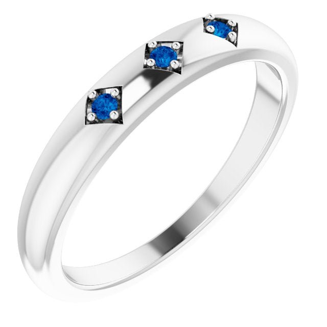 Blue Sapphire and Silver Stackable Ring