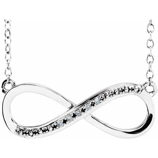 Eternally Elegant: White Gold Infinity Necklace with Dazzling Diamond Accents